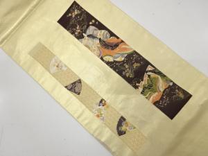 アンティーク　十二単に花扇模様織り出し袋帯（材料）